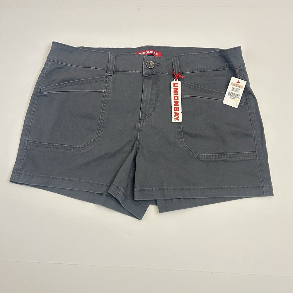Unionbay Delaney Juniors 15 (32 W) Dark Grey Stretch Twill Shorts NEW